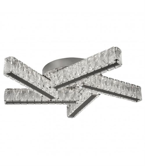 Plafonnier 12W Clover, en chrome et cristal