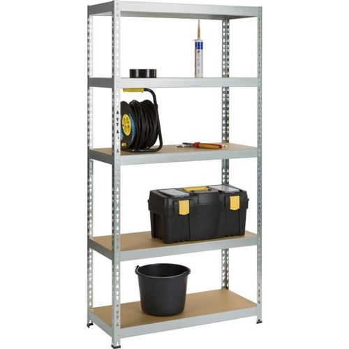 Practo Home Etagere De Rangement Bois/galva - 180x90x40cm - Charge Lourde / 180kg