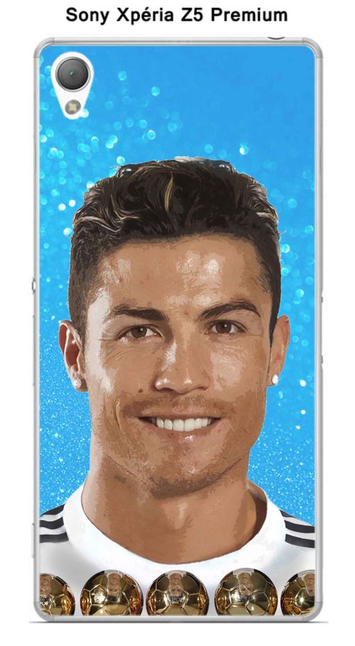Coque TPU gel souple Sony Xpéria Z5 Premium design Ronaldo fond bleu