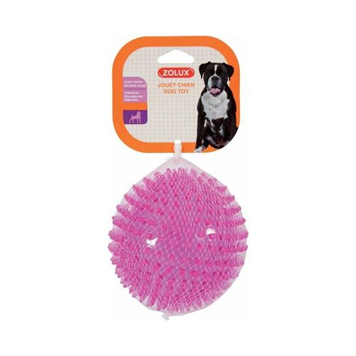 Zolux - Jouet pour chien balle avec picots Pop 13 cm framboise
