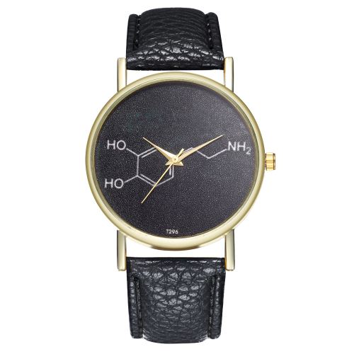 Montre pour homme avec bracelet en cuir Montre pour femme Montre à quartz T296-Anoir