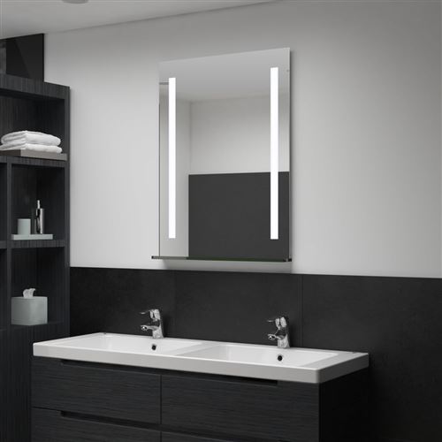 Miroir mural à LED pour salle de bains avec étagère 60x80 cm