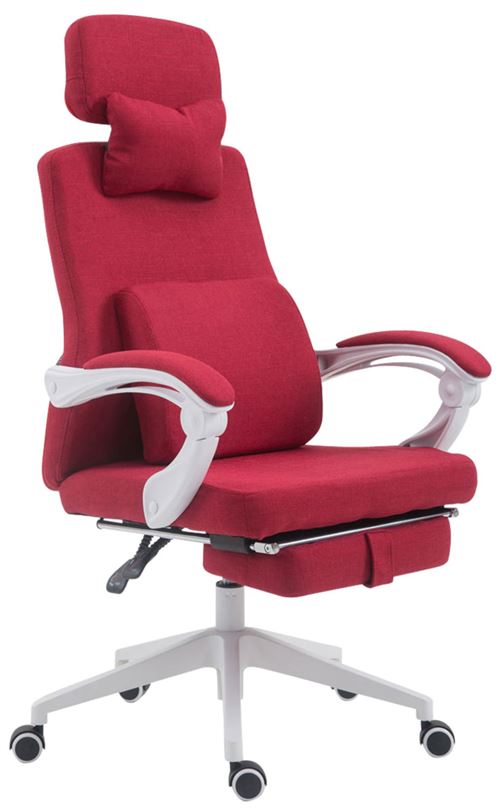 Fauteuil de Bureau Byron en Tissu avec Repose-pieds téléscopique - Couleur Rouge
