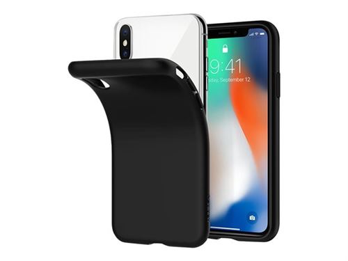 Spigen Liquid Crystal - Coque de protection pour téléphone portable - polyuréthanne thermoplastique (TPU) - noir mat - pour Apple iPhone X