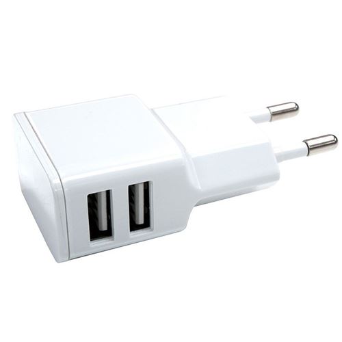 Chargeur Secteur Double USB 2.4A Blanc