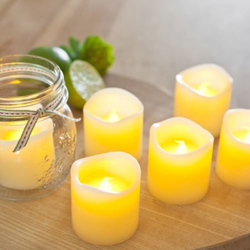 Lot de 6 Bougies Votives LED à Piles en Cire Véritable par Lights4fun