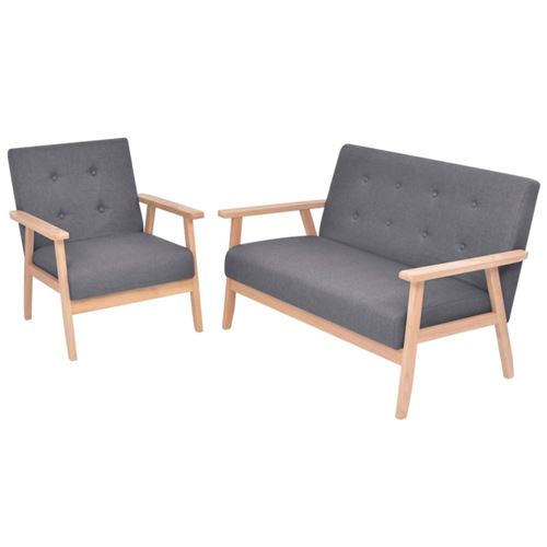 Vidaxl Gris Ensemble De Canapés 2 Pcs Tissu Foncé