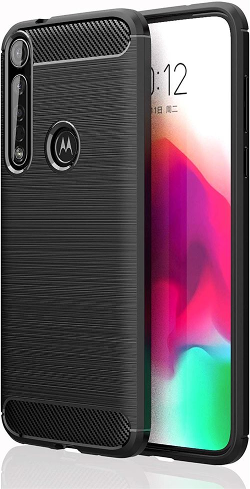Housse de protection pour Motorola Moto G8 Plus Fibre de Carbone Noir