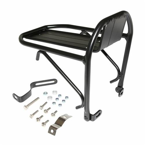 Porte bagage velo avant noir p2r alu noir reglable 26 à 29 fixation sur tasseaux de frein