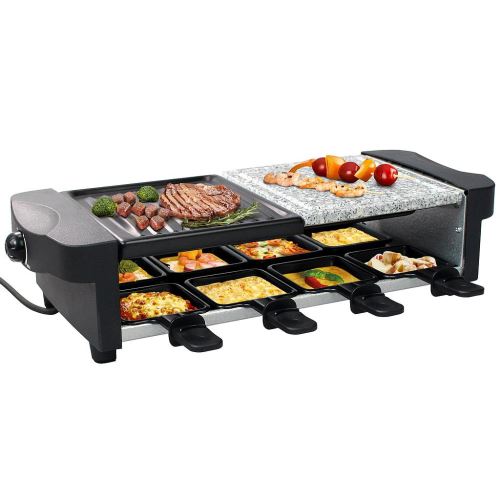 Leogreen - Set à Raclette 3 en 1, Grillade en Pierre Naturelle, Noir, Dimensions: 52 x 20,5 x 12,8 cm