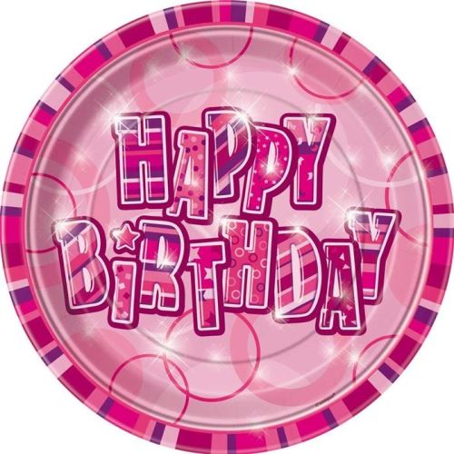 Haza Original panneaux de fête Happy Birthday rose 22,8 cm 8 pièces