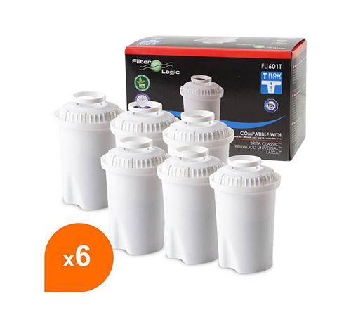 Lot de 6 filtres pour carafe FL-601T - Filtration 4 étapes - Compatible Brita Classic