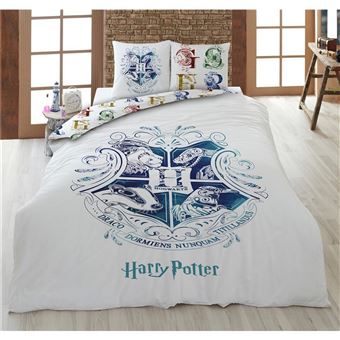 Housse de couette Harry Potter Chic, Edition Collector, Blanc/Bleu  Réversible, 140x200cm, 1 personne, 100% Coton - Achat & prix