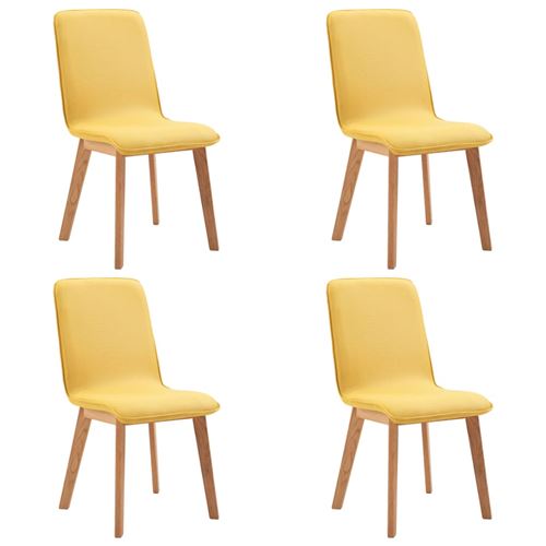 vidaXL 4 pcs Chaises de salle à manger Jaune Tissu et chêne massif