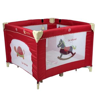 Looping Parc Lit Bebe Pliant 100x100cm Porte Zippee Poignees De Maintien Sac De Transport Manege Rouge Parcs Achat Prix Fnac