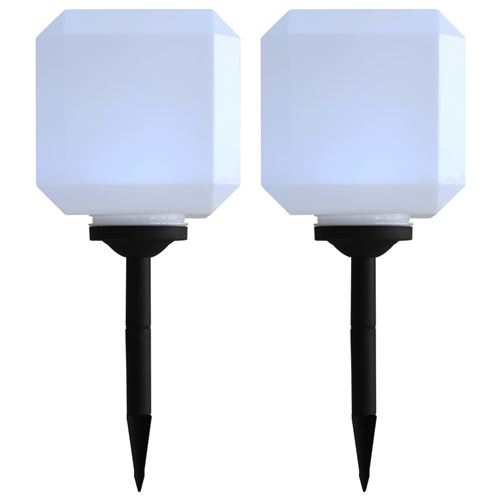 Lampe cubique solaire à LED d'extérieur 2 pcs 20 cm Blanc