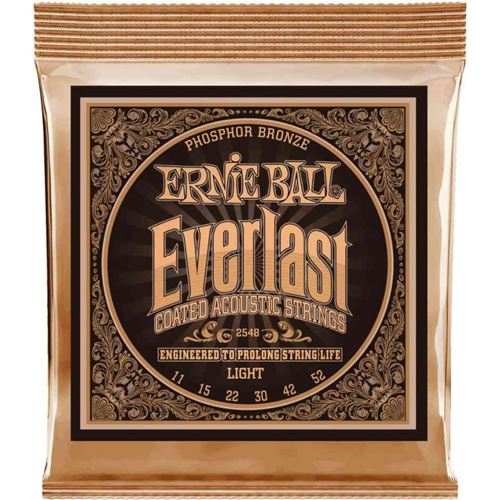 Ernie Ball 2548 - Jeu de cordes acoustique Phosphore Bronze - Everlast Coated - Light 11-52