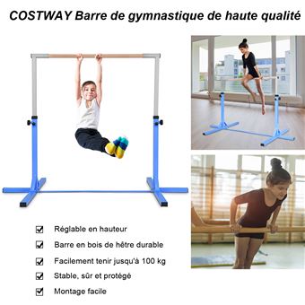 Barre Gymnastique GIANTEX en Acier Diamètre 4CM Hauteur Réglable