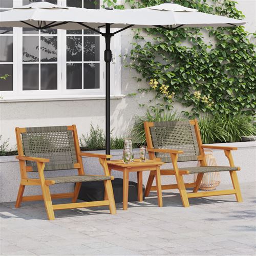 VIDAXL - Chaise de jardin - Bois - Gris - Lot de 2 - Image 2