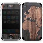 iPhone 3 G/3GS etiquetas engomadas de la piel de madera mapamundi