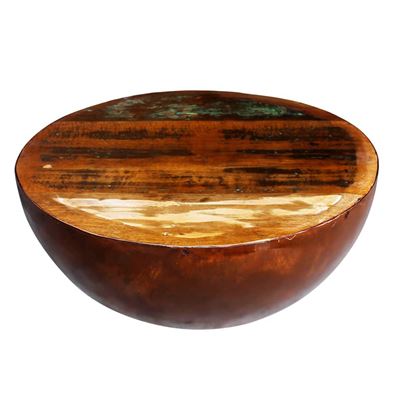 Vidaxl Mesa De Centro Semiesfera De Madera Reciclada Y Base De Acero