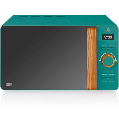Microondas, Capacidad 20l, 6 Niveles Potencia,temporizador 30 Min,tirador Efecto Madera,fácil Limpieza Swan Sm22036 800w Verde