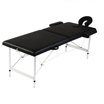 Mesa De Masaje Alumnio Plegable Dos Cuerpos Negros
