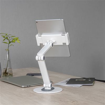 Soporte para tablet - KIMEX 091-2602 Soporte universal articulado de mesa  para tablets y smartphones 4.7- 12.9 KIMEX, Blanco