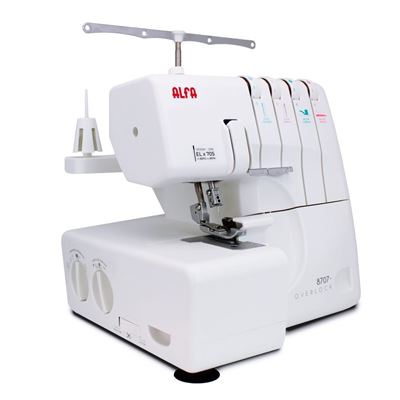 Remalladora Alfa 8707+ Enhebrador Fácil E Intuitivo, Apertura De Platillos Automático Blanco