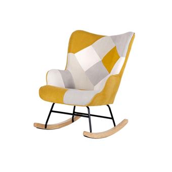 Sillón Dudeco Mecedora Luca Patchwork mostaza - 1