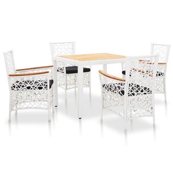 Set de comedor de jardín 5 piezas vidaXL ratán sintético blanco - 1