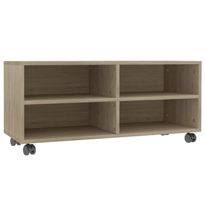 Mueble Tv Vidaxl Con Ruedas Aglomerado Color Roble Sonoma Cm