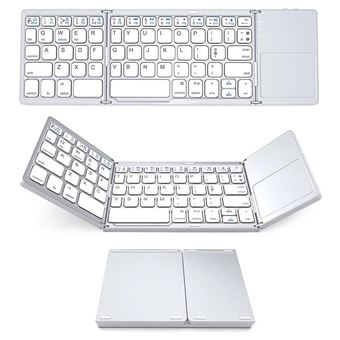 Teclado inalámbrico Bluetooth triple plegable Blanco