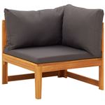 Sofá de esquina vidaXL madera maciza de acacia con cojines gris oscuro 11Kg