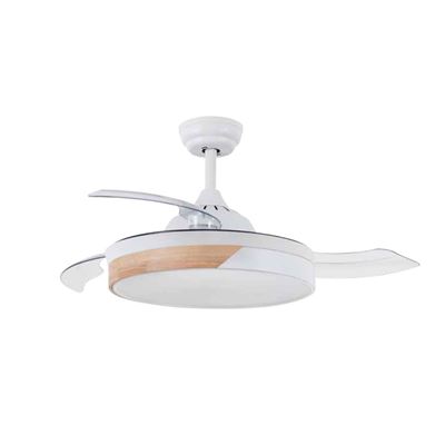 Ventilador De Techo Gsc Likasi Con Luz Cct Regulable Y Mando Ø107 3 Aspas Retráctiles Dc Blanco