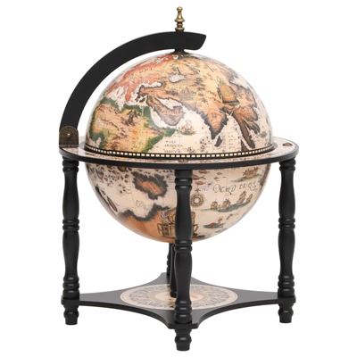 Botellero Globo Terráqueo Vidaxl Madera Maciza Eucalipto Negro 3,46kg