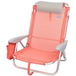 Silla de playa plegable multiposición con cojín Aktive Beach- coral