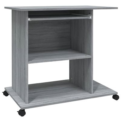 Vidaxl Gris Escritorio De Madera Contrachapada Sonoma 80X50x75cm