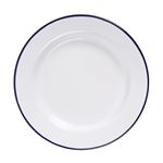 Plato llano esmaltado retro 245mm Blanco y azul Set 6 unidades
