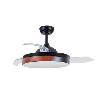 Ventilador De Techo Gsc Likasi Con Luz Cct Regulable Y Mando Ø107 3 Aspas Retráctiles Dc Negro