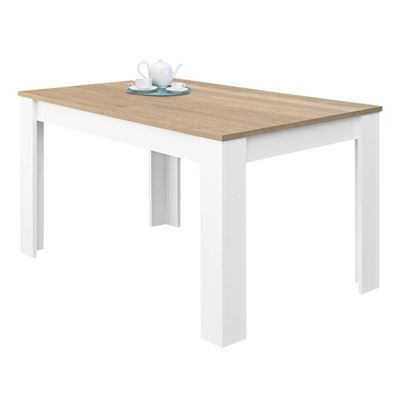 Habitdesign Blanco Mesa De Comedor 140 Artik - Roble Canadian
