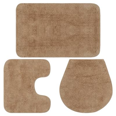Conjunto De Alfombrillas De Baño De Vidaxl, Tela 3 Piezas Beige