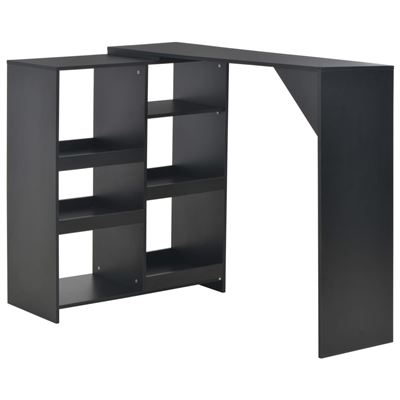 Vidaxl Negro Mesa De Bar Con Estantería Móvil 138X40x120 Cm