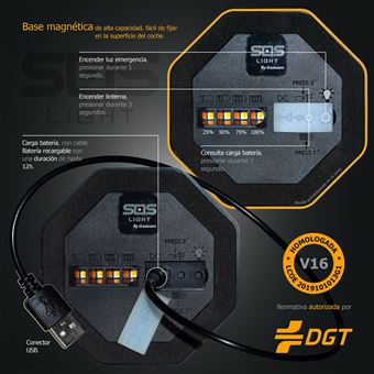 Luz de emergencia LED V16 homologada para señalización coche - Electrónica  viaje - Los mejores precios