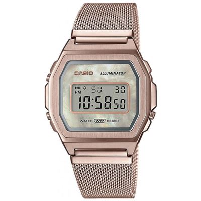 Casio Reloj Para mujer de cuarzo con correa en stainless steel a1000mcg9ef digital vintage luxury edition acero rosa