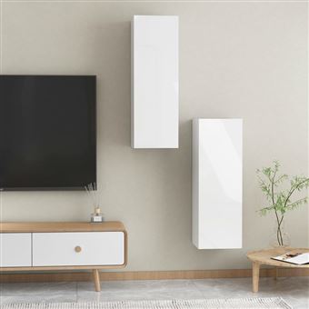 vidaXL Aparadores 3 uds madera contrachapada blanco brillo