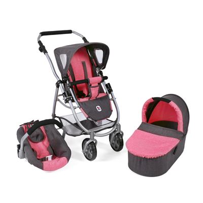 Cochecito De Muñecas 2 In 1 'emotion', Melange Gris-pink Bayer Chic 2000 637 41
