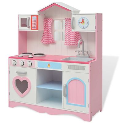 Cocinita De Juguete De Madera 82x30x100 Cm Rosa Y Blanca Vidaxl