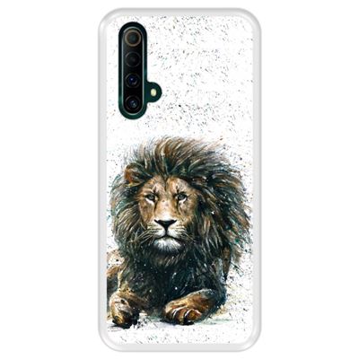 Funda Hapdey Transparente para Realme X50 5G diseño El león, rey de la selva silicona flexible TPU