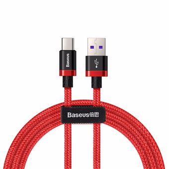 Baseus Tipo-C Cable de carga Cable de carga rápida trenzado de nylon de alta densidad 40W / 5A, Rojo